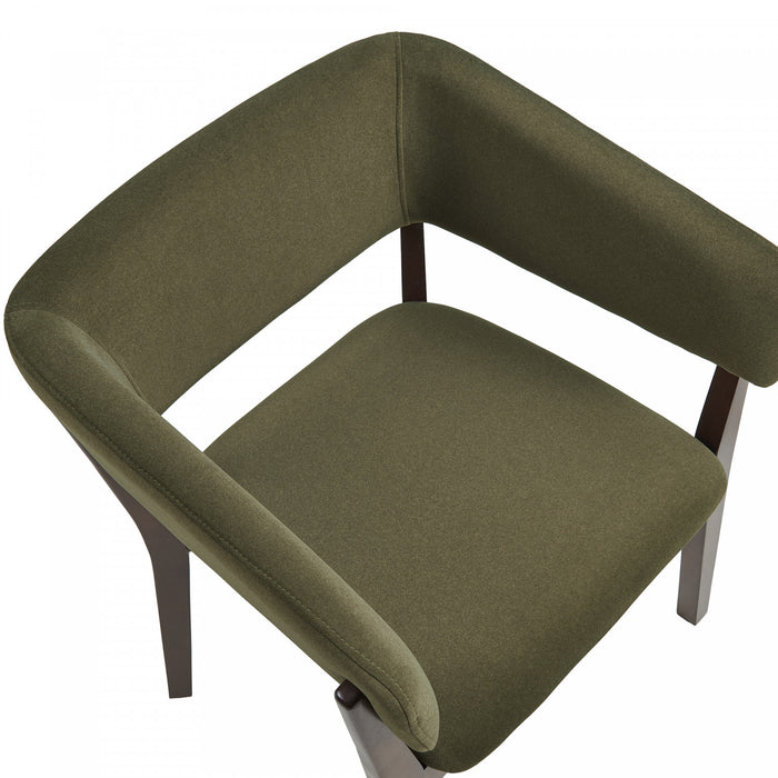 Blake Modern Faux Mohair Wood Armchair in Green - Set of 4 Dining Chair