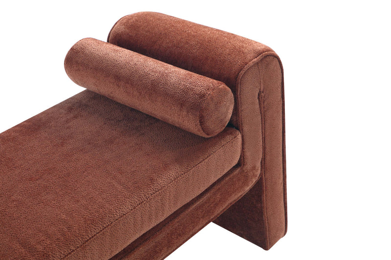 Concord Modern Glam Chenille Accent Bench in Terracotta