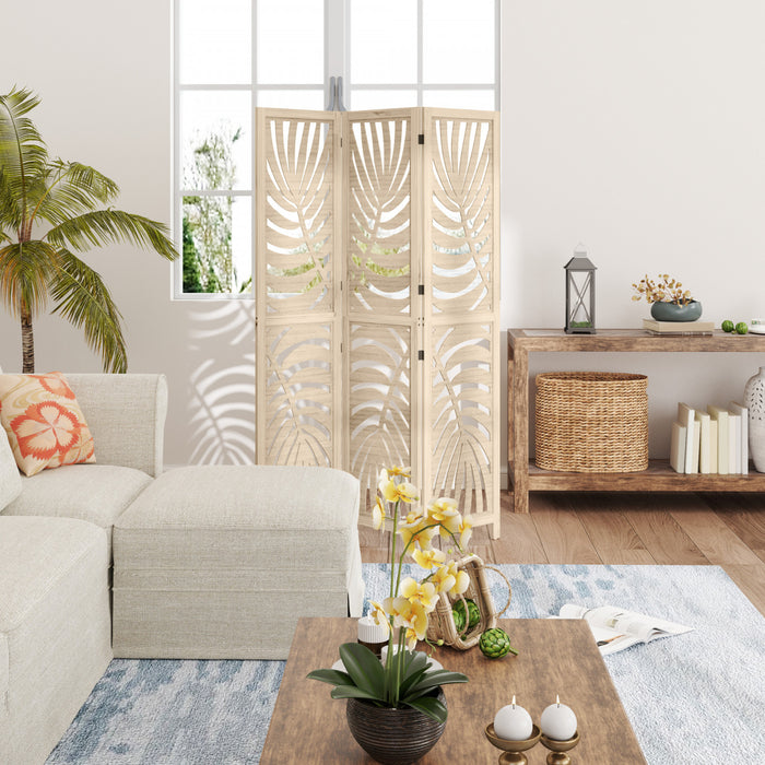 Homcom 3 Panel Room Divider, Detachable Privacy Screens, Natural Wood