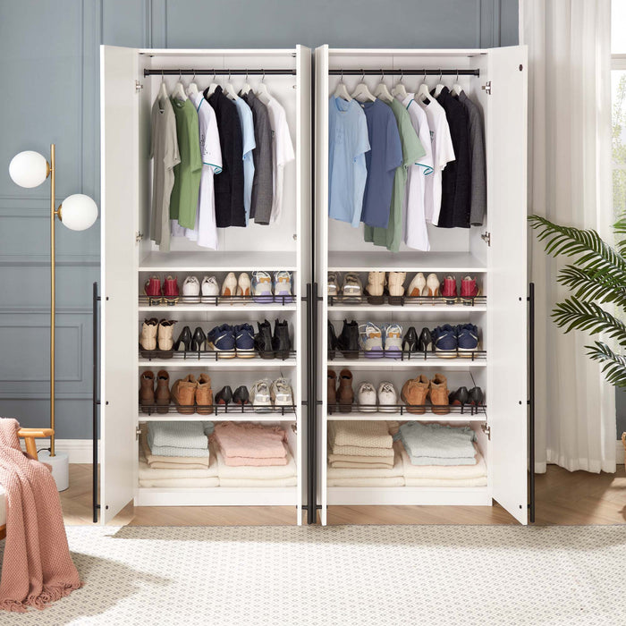 Lee Modern 32\" Wardrobe Closet in White - Set of 2 Armoire