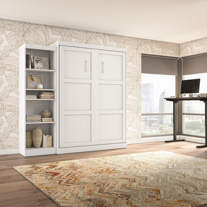 Bestar Pur Queen Murphy Shelving Unit 90-Inch Wall Bed - White