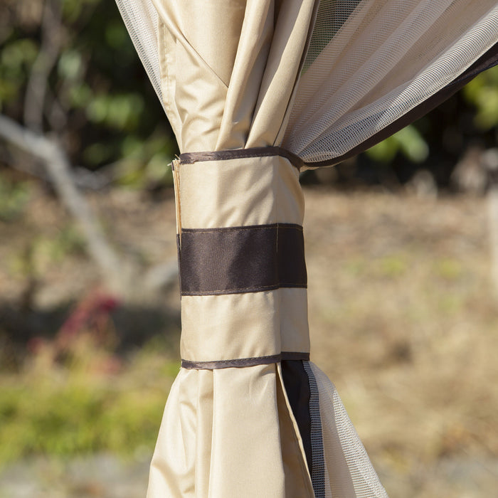 Outsunny 12' X 10' 2-tier Outdoor Gazebo Canopy Tent For Patio With Zippered Mesh Sidewalls, Solid Steel Frame, Arched Roof, Beige