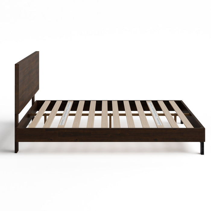 Tricia Wood Platform Bed with Headboard in Dark Brown - King Size
