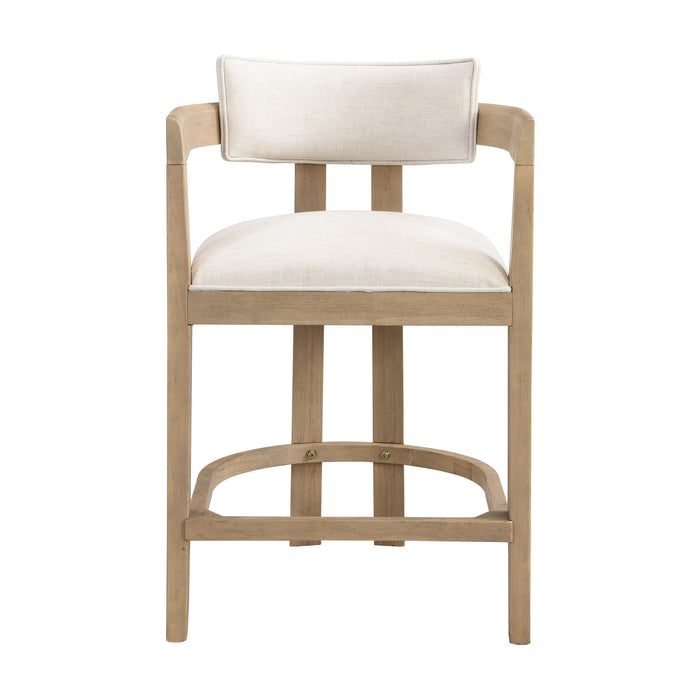 Tiffany 26\" Counter-height Stool Set Of 2 With Solid Wood Frame, Linen Look Fabric - Natural