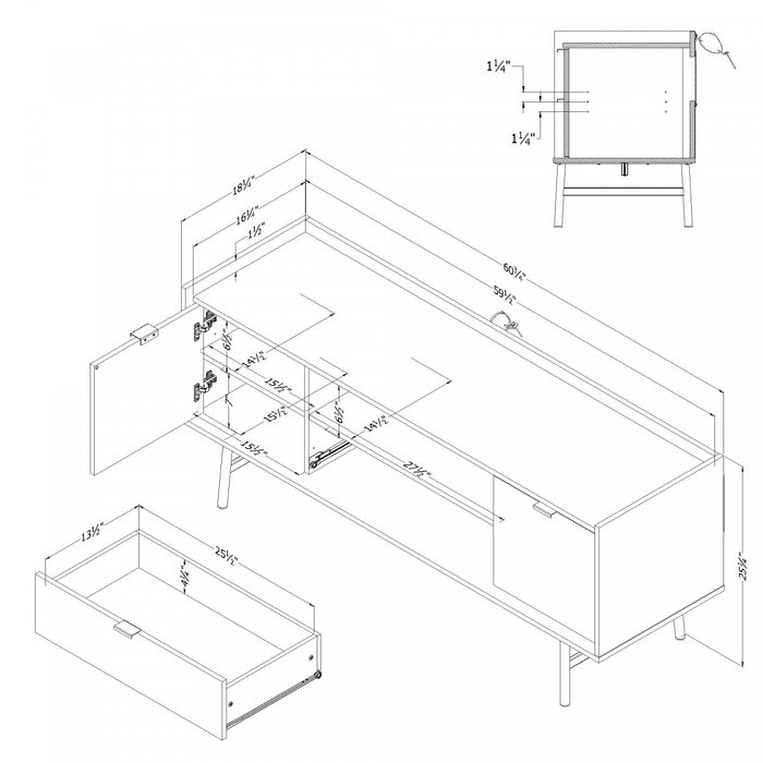 City Life 60\" TV Stand with Storage - Grey Oak