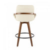LumiSource Cosmo Faux Leather Mid-Century Modern Counter-Height Stool - Walnut/Cream|Tabouret moderne du milieu du 20e siècle Cosmo de hauteur comptoir en similicuir - noyer et crème