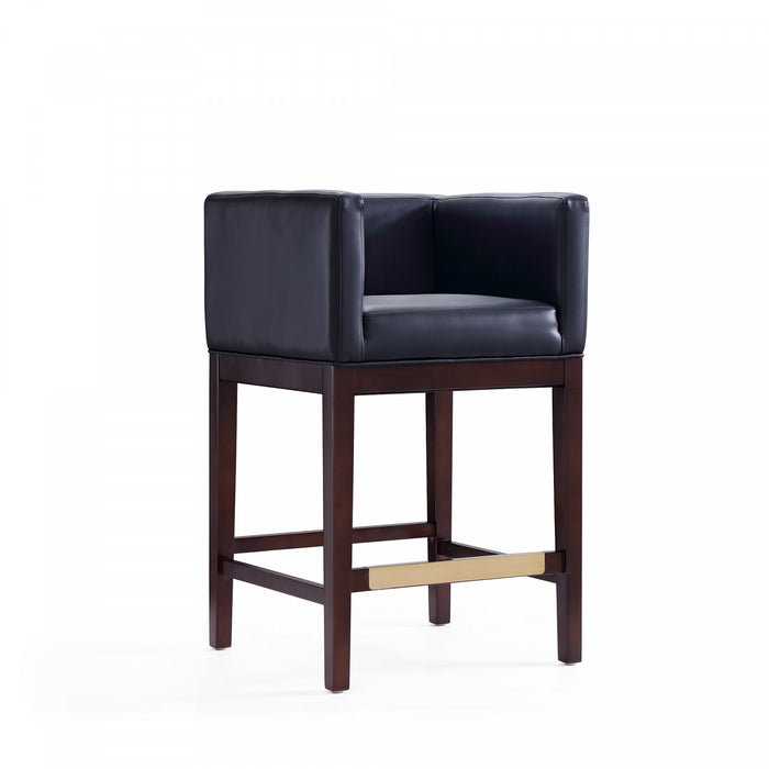 Kingsley Mid-Century Modern Wood Upholstered Counter Stool in Black - Set of 3
