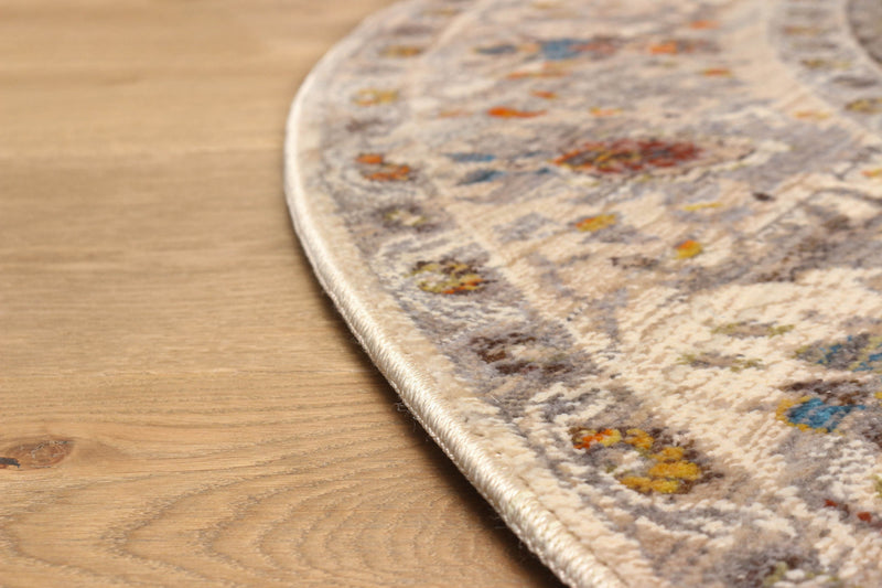 Zaina Traditional 5'0\" x 5'0\" Area Rug in Grey Indoor Area Rug