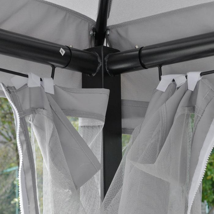 Outsunny 3 Person Outdoor Patio Daybed With Mesh Mosquito, Grey