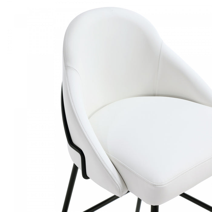 Gracie Modern Metal Upholstered Counter Stool in White and Black - Set of 2