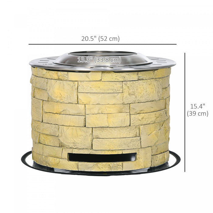 Outsunny Smokeless Fire Pit With Mat, 20\" Firepit, Magnesium Oxide, Yellow