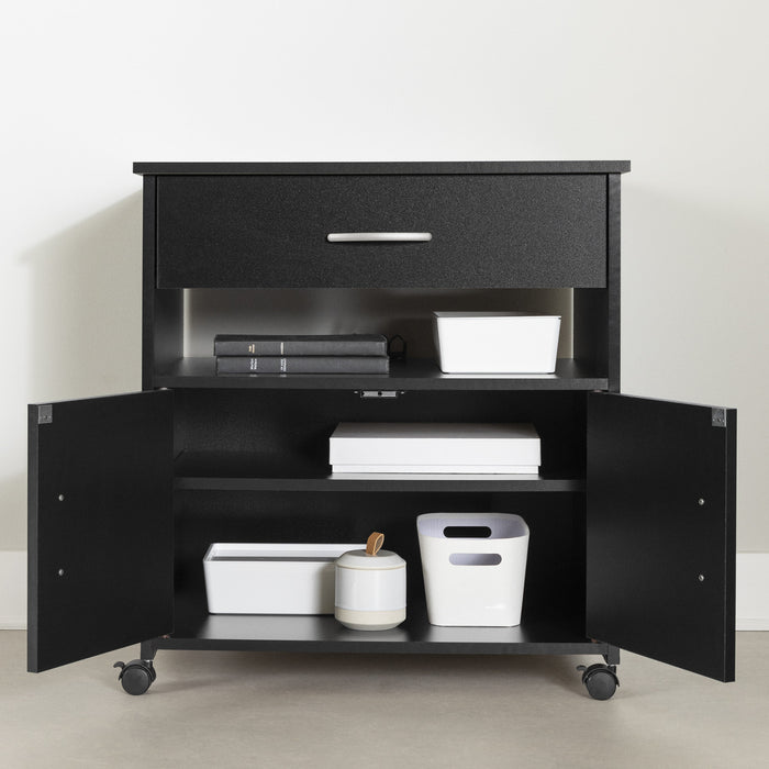 Axess Printer Cart On Wheels - Pure Black 