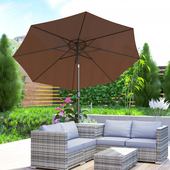 Outsunny 10' X 8' Round Market Umbrella For Garden, Bench, Lawn, Coffee