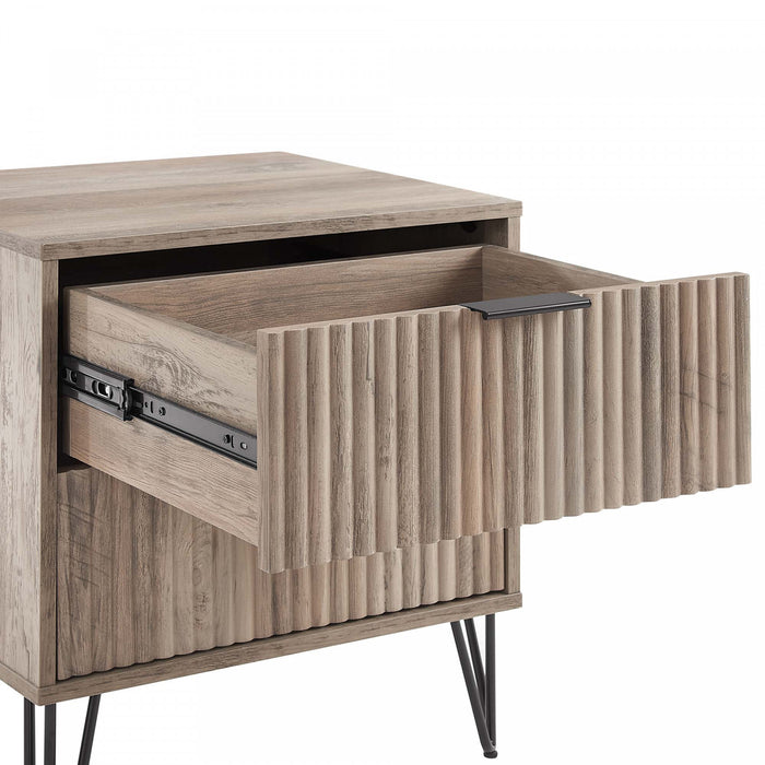 Dumbo Modern 20\" Fluted Nightstand in Rustic Gray (2-Drawer)