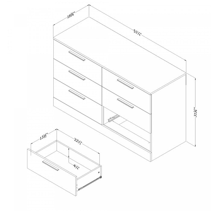 Step One Essential 6-drawer Dresser - Nordik Oak 