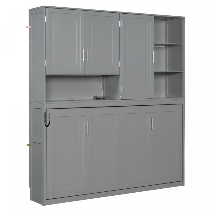 Ethan Space-Saving Murphy Bed with Storage and Foldable Design,Twin Size,Grey Twin Bed