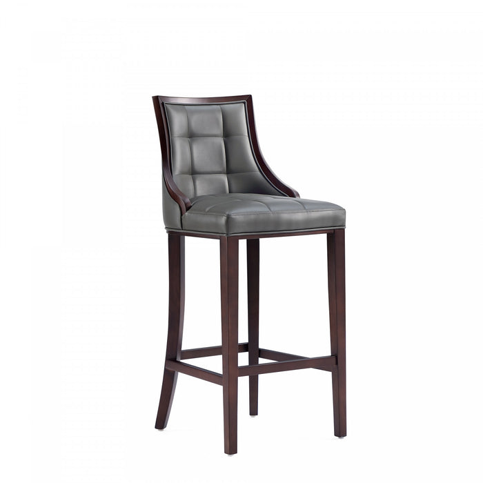 Fifth Avenue Traditional Wood Upholstered Barstool in Graphite - Set of 2