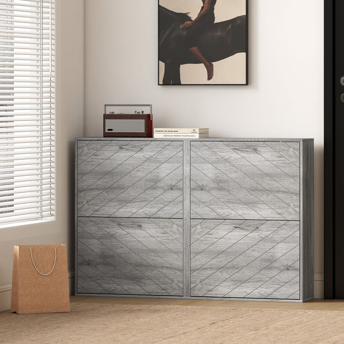HOMCOM Slim Shoe Cabinet with 4 Flip Drawers for 12-20 Pair of Shoes