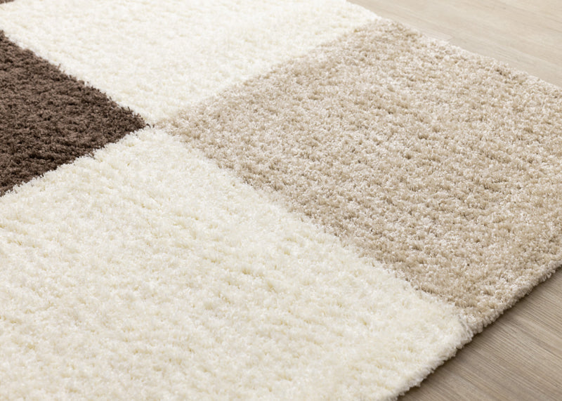 Fairmont Brown Beige White Checkered Rug, 6'7\" x 9'6\" Indoor Area Rug