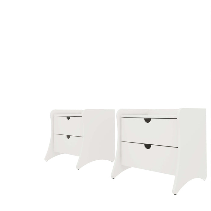 Coney Mid-Century Modern 20\" Nightstand in White (2-Drawer) - Set of 2