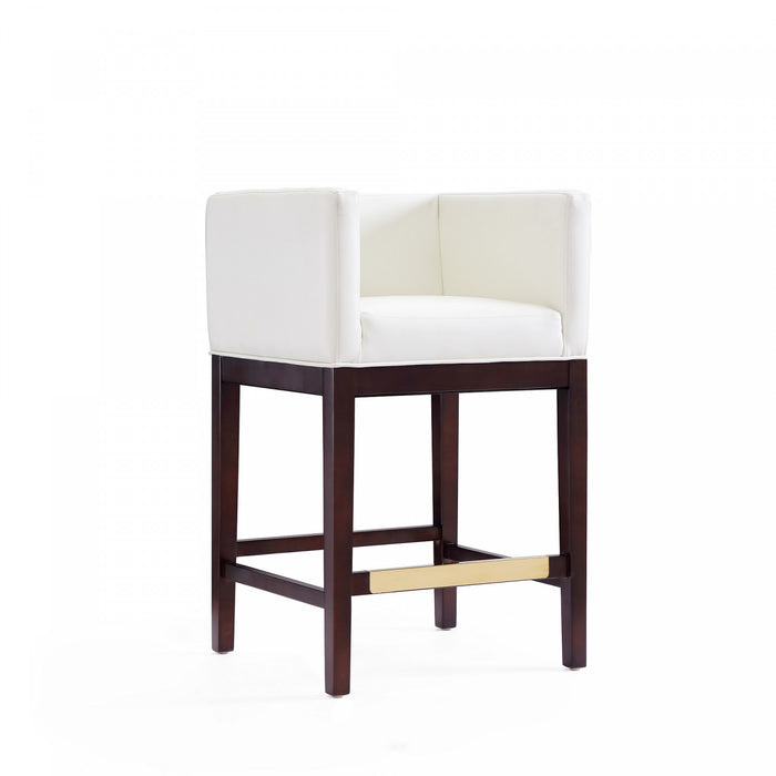 Kingsley Mid-Century Modern Wood Upholstered Counter Stool in Ivory - Set of 3