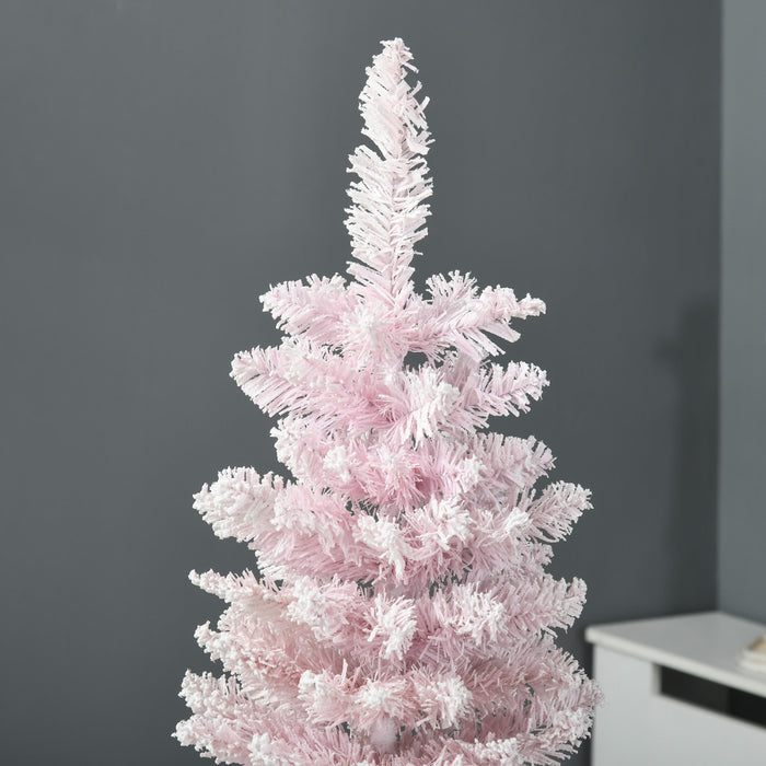 Homcom Pencil Artificial Christmas Tree With Snow-flocked Branches