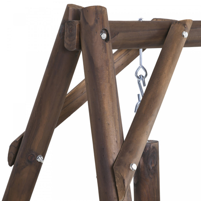 Outsunny 6.5' Outdoor Loveseat 2 Person Wood Porch Swing Carbonized