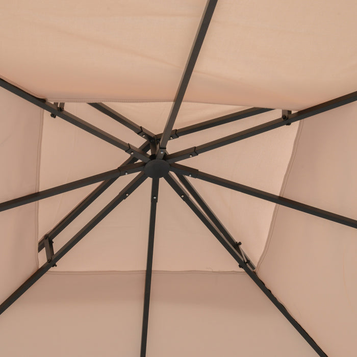 Outsunny 9.8' X 9.8' Square 2-tier Gazebo Canopy Replacement Top Cover Outdoor Garden Sun Shade, Beige