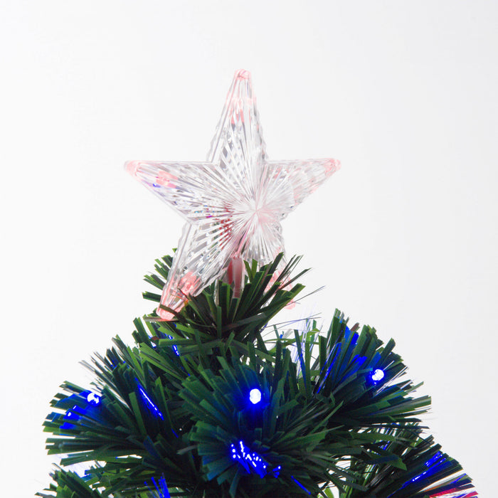 Homcom 4ft Artificial Pre-lit Fiber Optic Christmas Tree With 130 Branches And Led Lights
