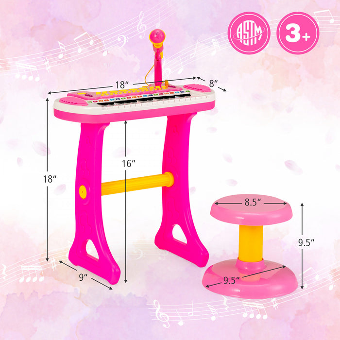 Costway 31 Key Kids Piano Keyboard Toy Toddler Musical Instrument w/ Microphone Pink