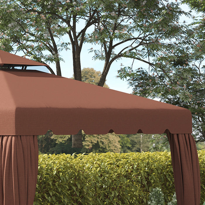 Outsunny 9.8' X 9.8' Gazebo Replacement Canopy, Gazebo Top Cover With Double Vented Roof For Garden Patio Outdoor (top Only), Coffee
