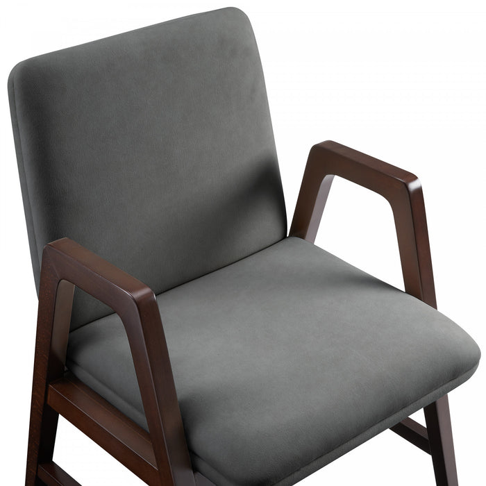 Stella Modern Wood Velvet Armchair in Graphite
