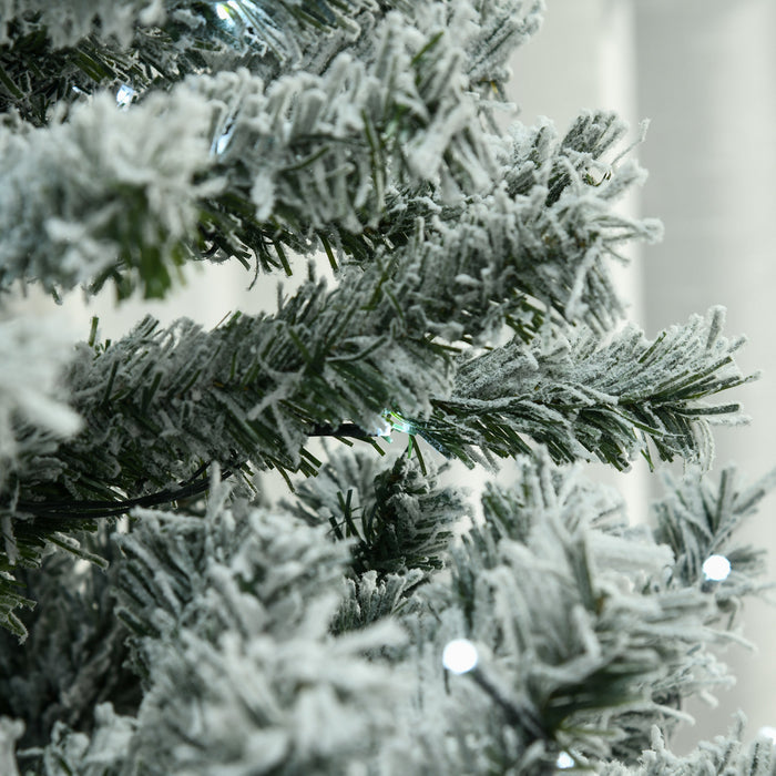 Homcom 6' Flocked Artificial Christmas Tree With Cold White Led Lights