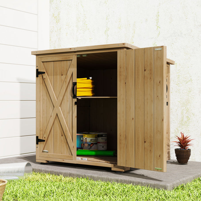 Outsunny Wood Outdoor Storage Cabinet Potting Shed with Adjustable Shelf