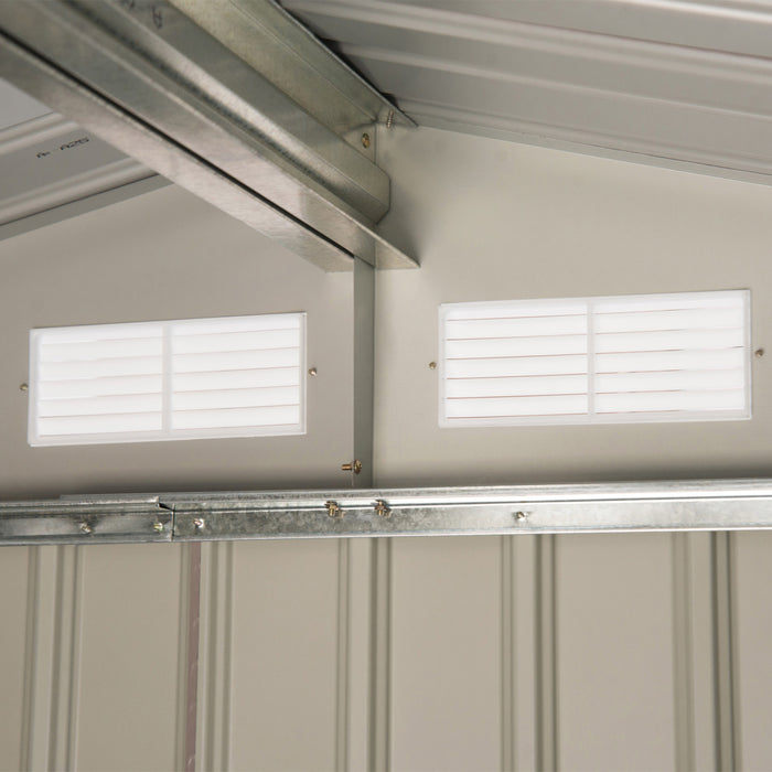 Outsunny 7' X 4' X 6' Garden Storage Shed Outdoor Patio Yard Metal Tool Storage House W/ Steel Floor Foundation And Double Doors Grey