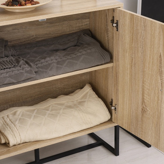 HOMCOM Modern Sideboard Door Cabinet Buffet Table with Storage Shelf