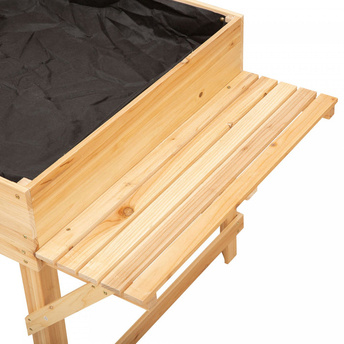 Outsunny Elevated Planter Box With Legs, Raised Garden Planter Bed With Non-woven Liner And Side Table, Wooden Flower Box For Growing Herbs & Plants