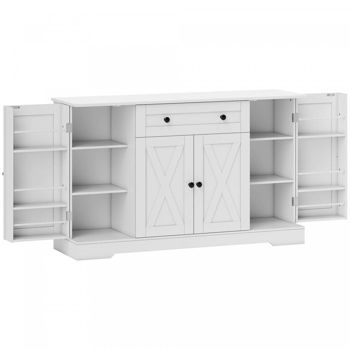 HOMCOM 54\" Sideboard Buffet Cabinet, Farmhouse Kitchen Cabinet, White