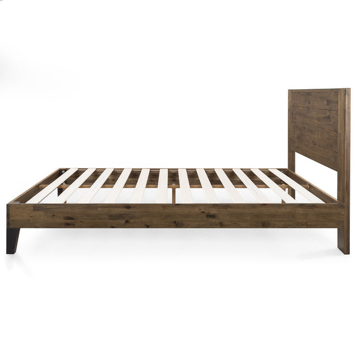 Tonja Wood Platform Bed with Headboard in Brown - Full Size