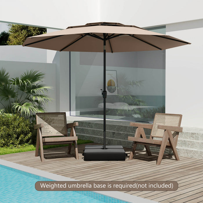 Costway 10 ft 3-tier Vented Patio Umbrella Large Market Table Umbrella Outdoor Sun Shade Brown