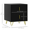 HOMCOM Nightstand, Bedside Table, Side End Table w/ 2 Drawers, Metal Legs