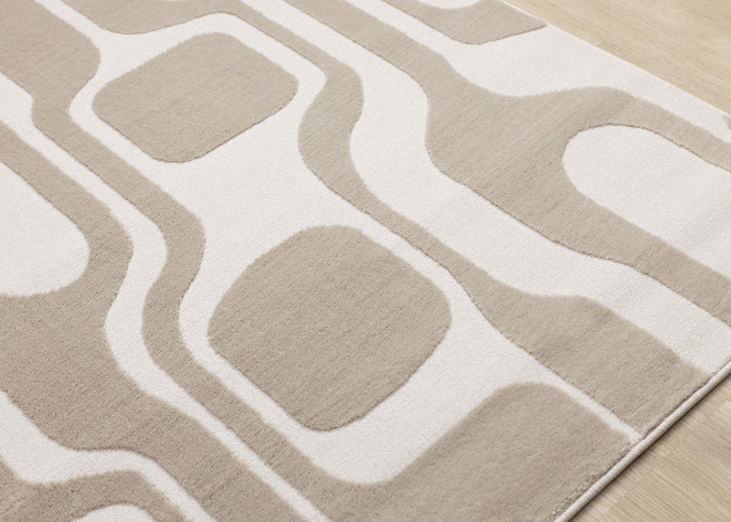 Leopold Modern Mid-Century Beige Cream Area Rug - 2'7\" x 4'11\"