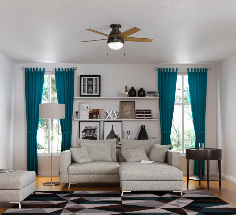 Anslee Low Profile Ceiling Fan with Light Fixture - Bronze