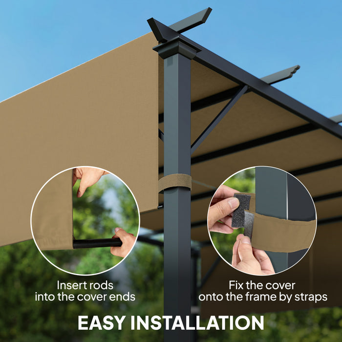 Outsunny 2 Pcs 16 x 4ft Pergola Shade, UV Protection Pergola Canopy, Sand