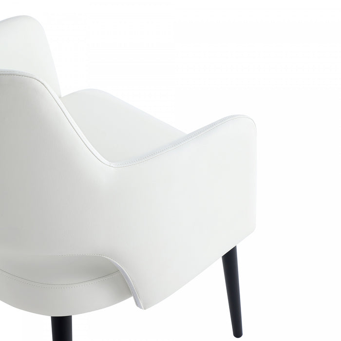 Tremont Modern Vegan Leather Metal Armchair in White - Set of 2
