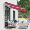 Outsunny 13' X 8' Manual Retractable Patio Awning Sun Shade Outdoor Deck Window Door Canopy Shelter |Store Banne Manuel Retractable Alu. Polyester Impermeabilise Haute Densite 4 X 2,5 M Bordeaux