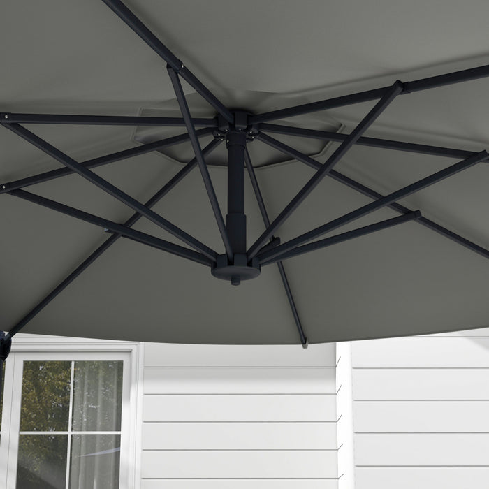 Outsunny 10ft Cantilever Patio Umbrella Offset Umbrella W/ Crank&tilt Grey