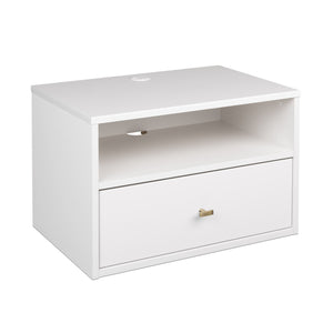 Floating Shelf with Drawer - White