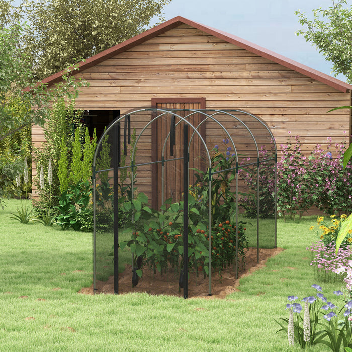Outsunny 4' X 12' Plant Protection Tent Crop Cage With Door, Black