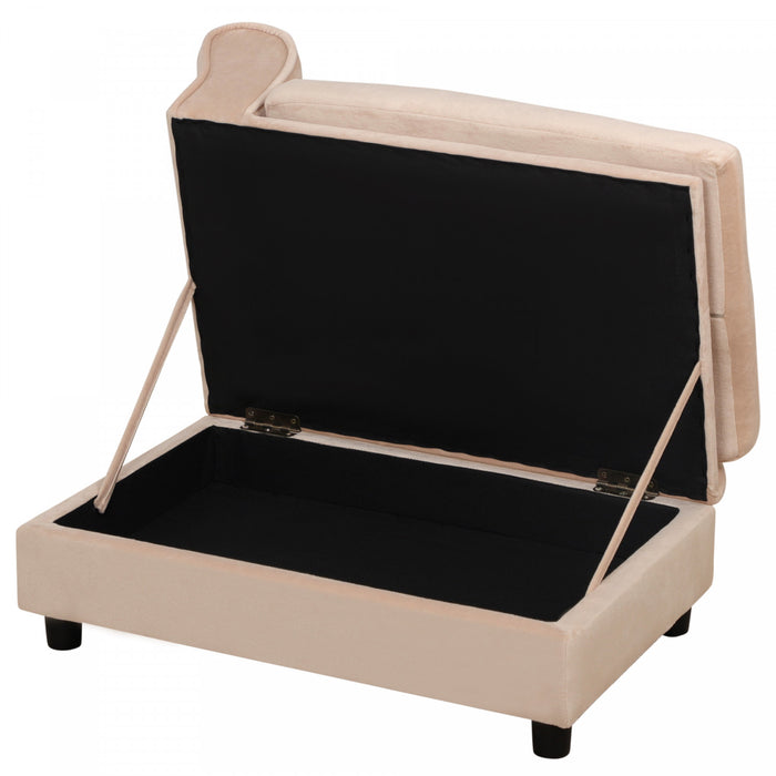 Pawhut Pet Sofa Dog Couch Chaise Lounge Pet Bed With Storage Function Small Sized Dog Various Cat Sponge Cushioned Bed Lounge, Beige